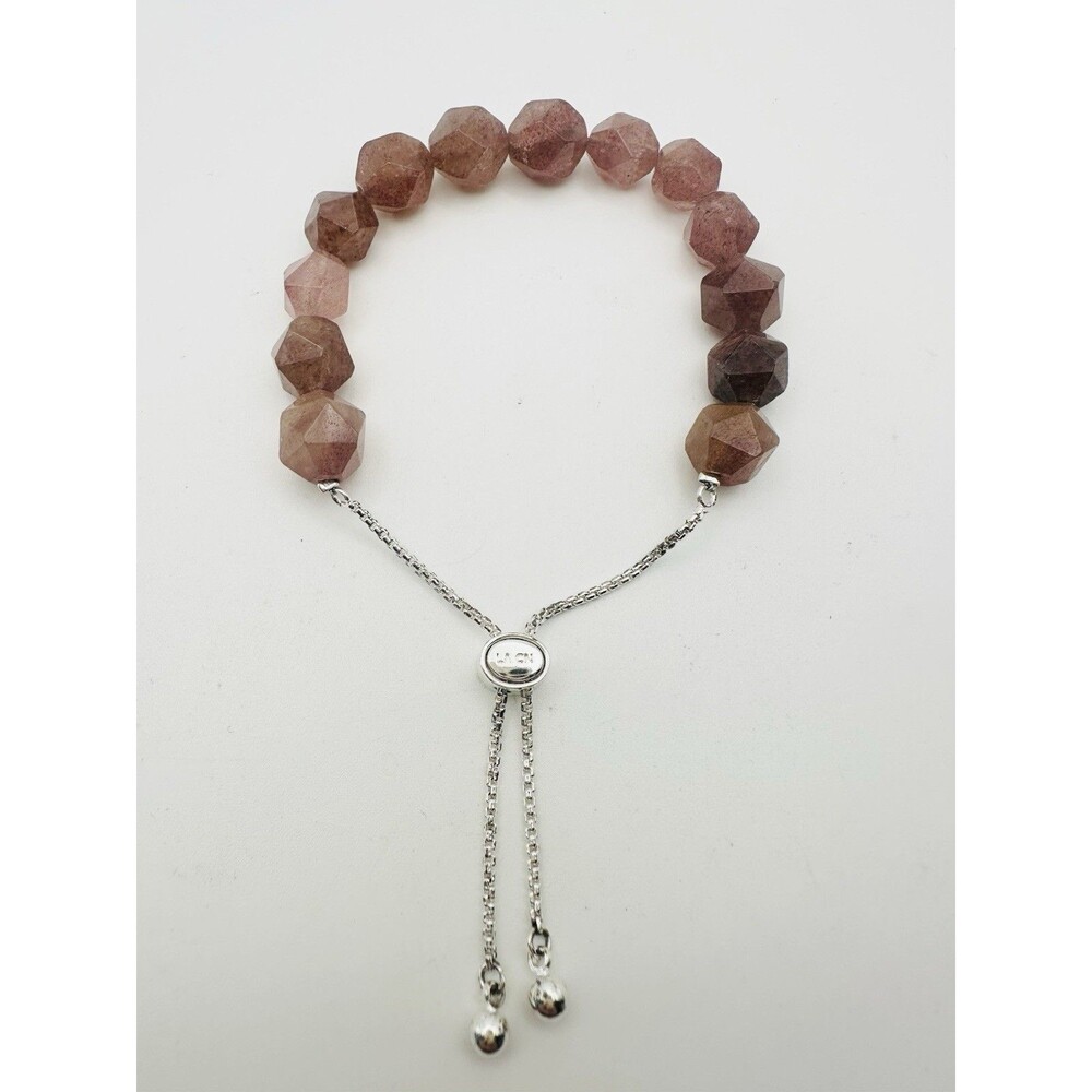 Faceted Strawberry Quartz Adjustable Bracelet 8.5”